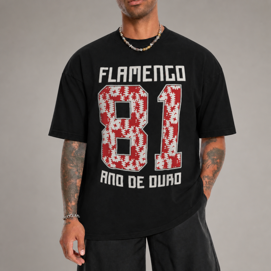 Camiseta infantil Flamengo 81 · Ano de Ouro | Flamengo em fotografia comercial frontal